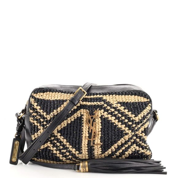 Saint Laurent Bags Saint Laurent Lou Camera Bag Woven Raffia Small Black Poshmark